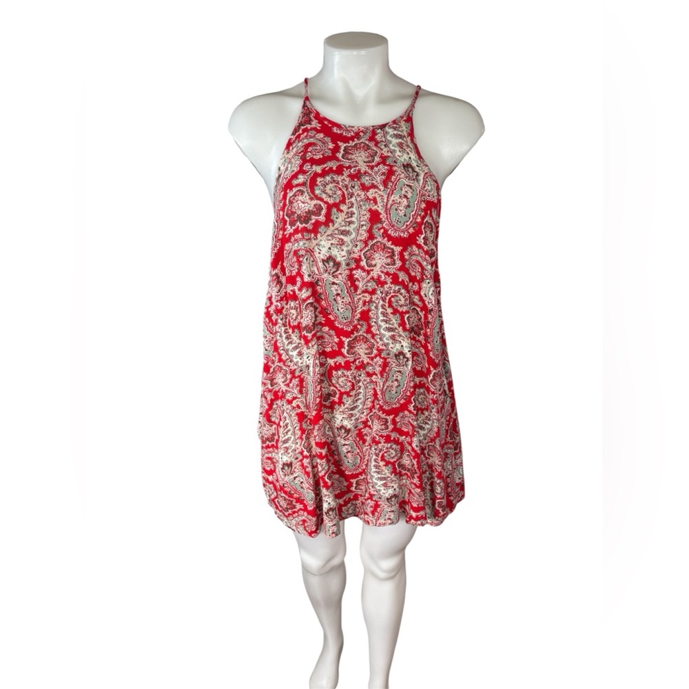 American Eagle Outfitters Red and White Paisley Top